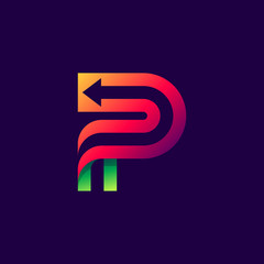 Letter P logo with arrow inside.