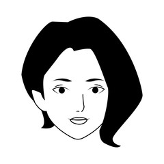 Young woman face icon, flat design