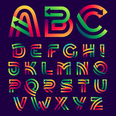 Alphabet letters with arrows inside.