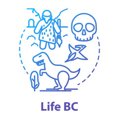 Life BC concept icon. Paleontological research. Studying development of life on planet. Evolution theory. Vector isolated outline RGB color drawing