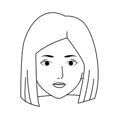 cartoon woman face icon, flat design