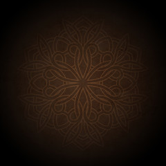 Colorful vintage greeting card on a brown background. Mandala. Great for invitation, flyer, menu, brochure, postcard, wallpaper, decoration, or any desired idea.