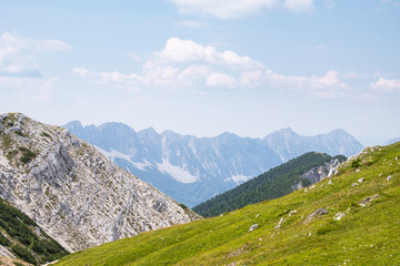 View from mountain Hochobir, Austria, to Karawanks, Border to Slovenia