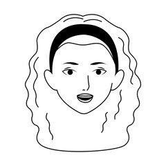 woman with curly hair, flat design