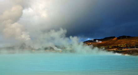 Geothermal region of Hverir in Iceland near Myvatn Lake, Iceland, Europe