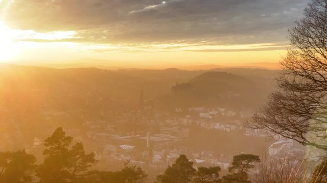 View over a small town Marburg Lahn, Hesse, Germany during the golden hour