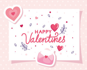 happy valentines day card with decoration vector illustration design