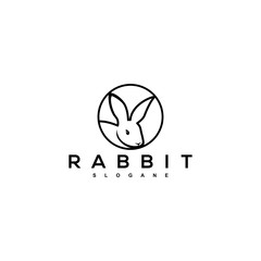 Obraz premium rabbit head logo design black vector art