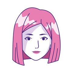 cartoon woman face icon, colorful design