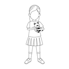 girl with teddy bear icon, flat design