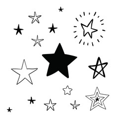 Hand drawn stars. Star doodle collection.