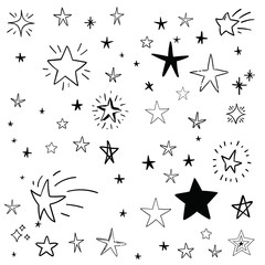 Hand drawn stars. Star doodle collection.