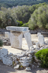 The megalithic monolith stones in the Talatí de Dalt settlement, Minorca, Balearic Islands, Spain
