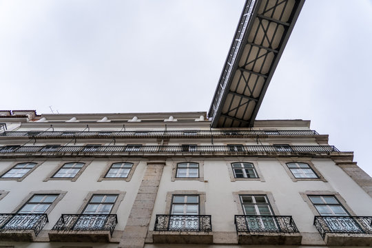 Image of the famous elevator in Lisbon: Santa Justa elevator or the Santa Justa elevator. It attracts many tourists