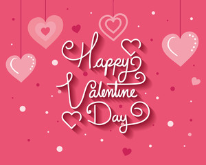 happy valentines day card with hearts decoration vector illustration design