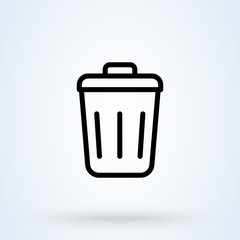 trash can outline, Simple vector modern icon design illustration.