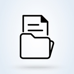 document file and folder. Simple vector modern icon design illustration.