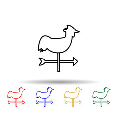 weathervane rooster multi color style icon. Simple thin line, outline vector of web icons for ui and ux, website or mobile application