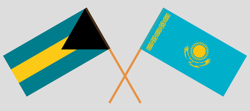 Crossed flags of Kazakhstan and Bahamas