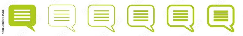 Wall mural speech bubble balloon lines icon green | text rectangle bubbles | communication symbol | message log