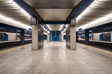 Empty platform of the Underground Railway Station.