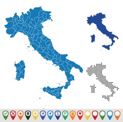 Fototapeta na wymiar Set outline maps of Italy