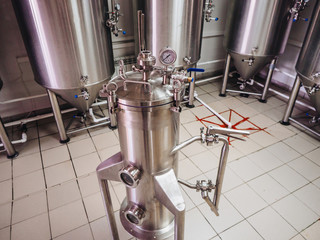 Brewery alcohol factory production. Modern containers technology