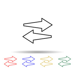 arrows of different directions multi color style icon. Simple thin line, outline vector of web icons for ui and ux, website or mobile application