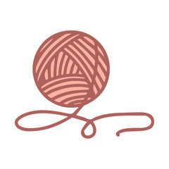 Skein of yarn for knitting. The object is hand-drawn and isolated on a white background. Color vector illustration in doodle style.