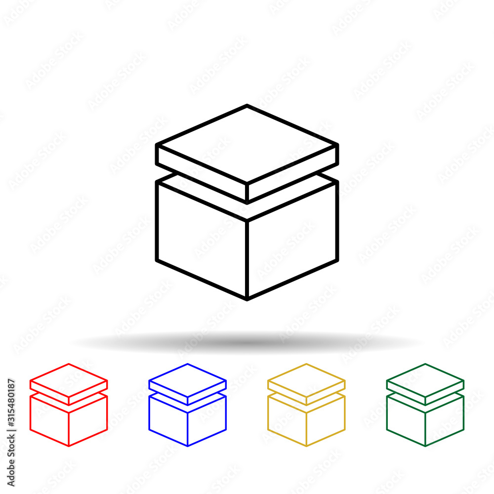 Poster box with lid multi color style icon. simple thin line, outline vector of web icons for ui and ux, we
