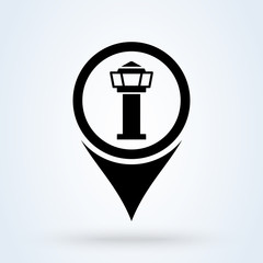 control tower map pin. Simple modern icon design illustration.