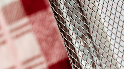 metal grill of a documentation shelf