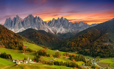 Gordijnen Beautiful landscape of Italian dolomites - Santa Maddalena © Piotr Krzeslak