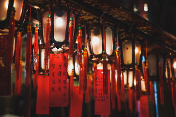  Lantern inside old chinese temple (Man Mo Temple) in Hong Kong