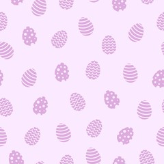Vector seamless pattern with decorative eggs. Design for web page backgrounds, fabric, wallpaper, textile and decor. Easter holiday pink background.