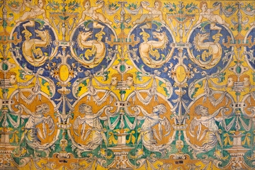 Decorations in Plaza de España (Spain Square) in Seville, Spain