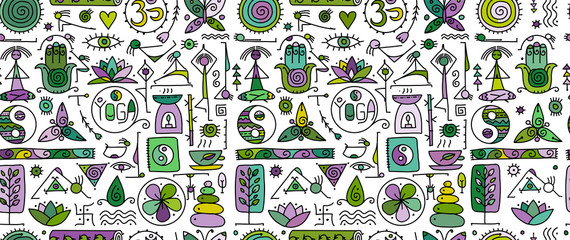 Materiał do szycia Yoga concept, seamless pattern for your design
