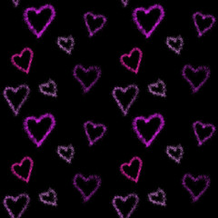  Black Watercolor hearts seamless background  pattern. Colorful watercolor romantic texture. Hand painted romantic texture for packaging, wedding, birthday, Valentine's Day, mother's day