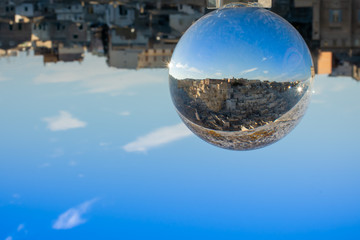 The Sassi of Matera enclosed in a Cristal Sphere