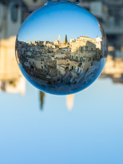 The Sassi di Matera enclose d in a Cristal Sphere