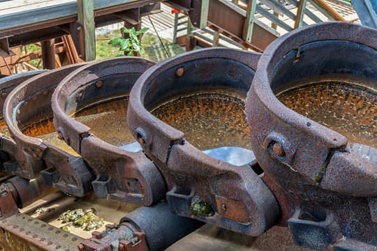 Old Gold Mining Equipment In Alaska. From The Klondike Gold Rush Times. 