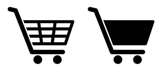 Full and empty shopping cart symbol shop and sale icon - obrazy, fototapety, plakaty