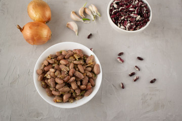 Lobio is a Georgian dish of white and red beans. Beans are a healthy, tasty and satisfying product.Clouse up. 