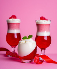 Panna Cotta on pink background