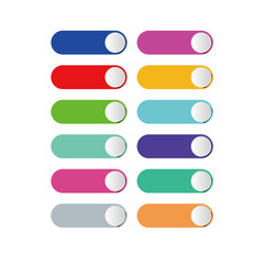 Empty colorful button set with shaow for web in white background.