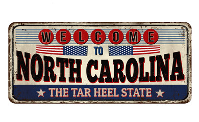 Welcome to North Carolina vintage rusty metal sign