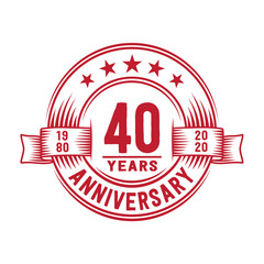 40 years logo design template. 40th anniversary vector and illustration.