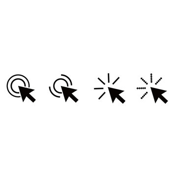 Computer mouse click pointer for web. Cursor arrow set vector icon for apps and websites In white background
