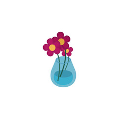 Isolated natural flowers inside vase vector design
