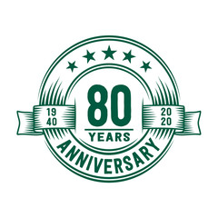 80 years logo design template. 80th anniversary vector and illustration.